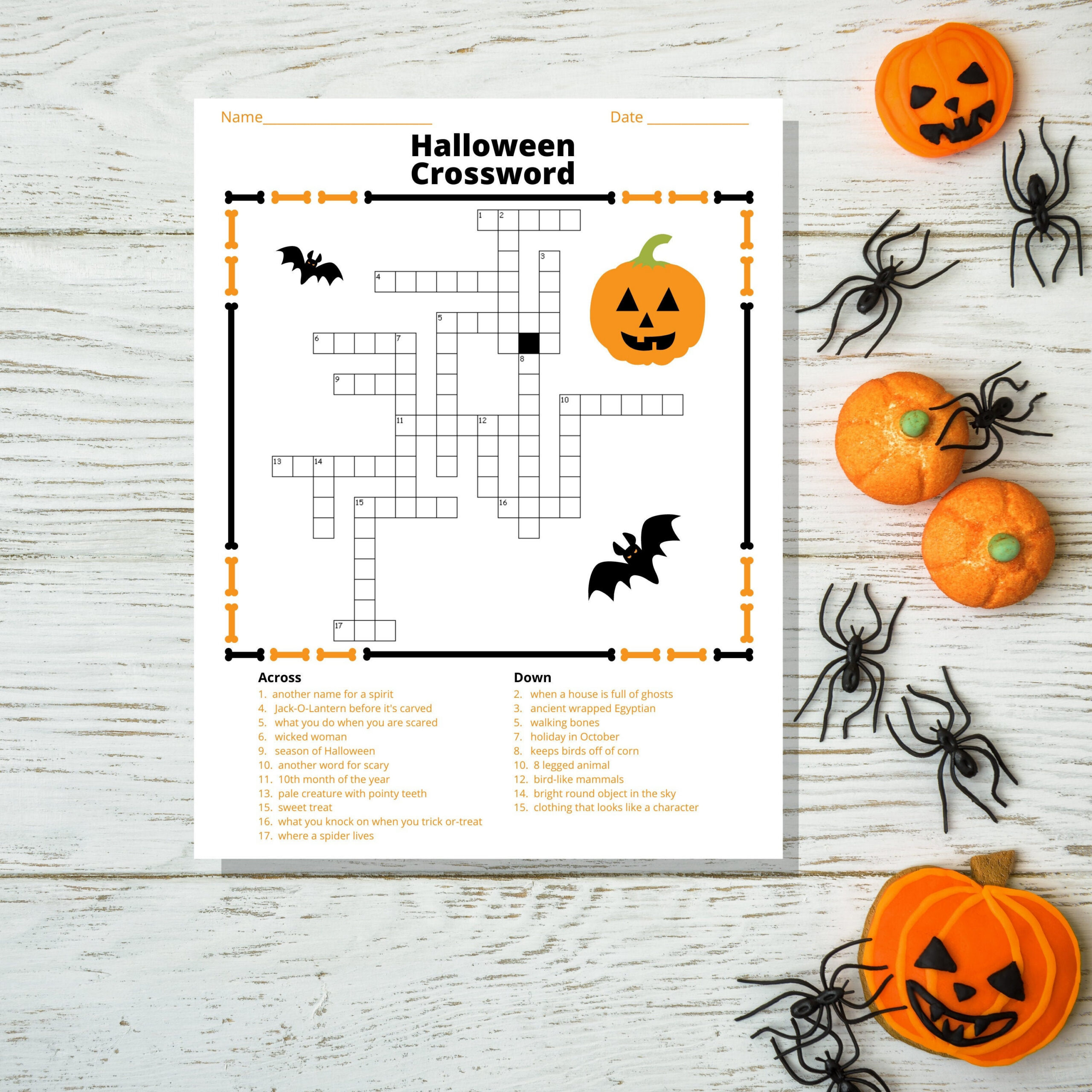 Halloween Crossword Puzzle - Etsy for Printable Trick or Treat Halloween Crossword