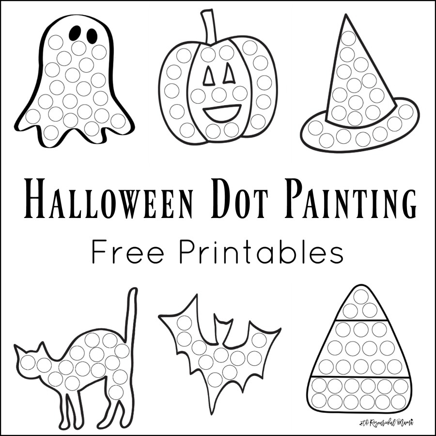 Halloween Dot Painting {Free Printables} - The Resourceful Mama pertaining to Printable Halloween Witch Hat Dot Marker Coloring Page