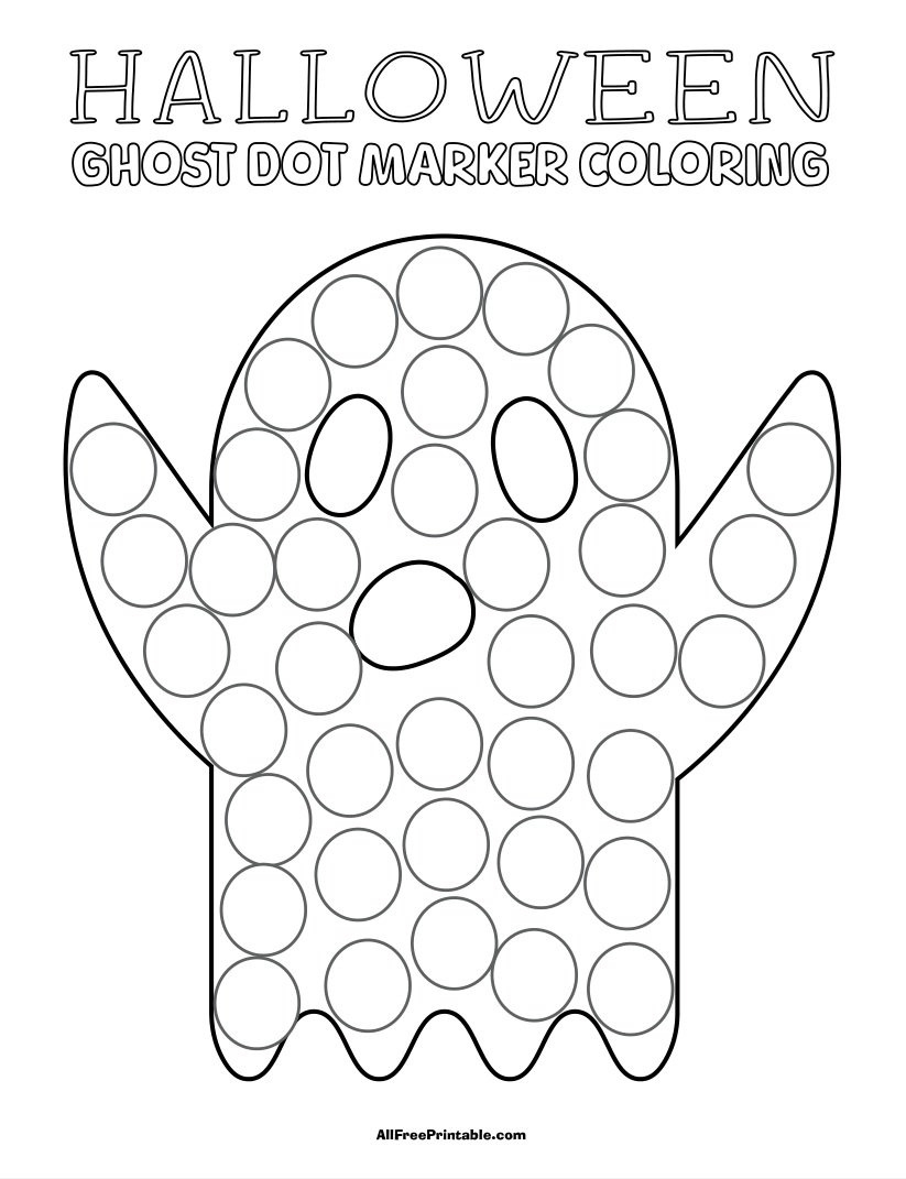 Halloween Ghost Dot Marker Coloring Page – Free Printable pertaining to Printable Halloween Ghost Dot Marker Coloring Page