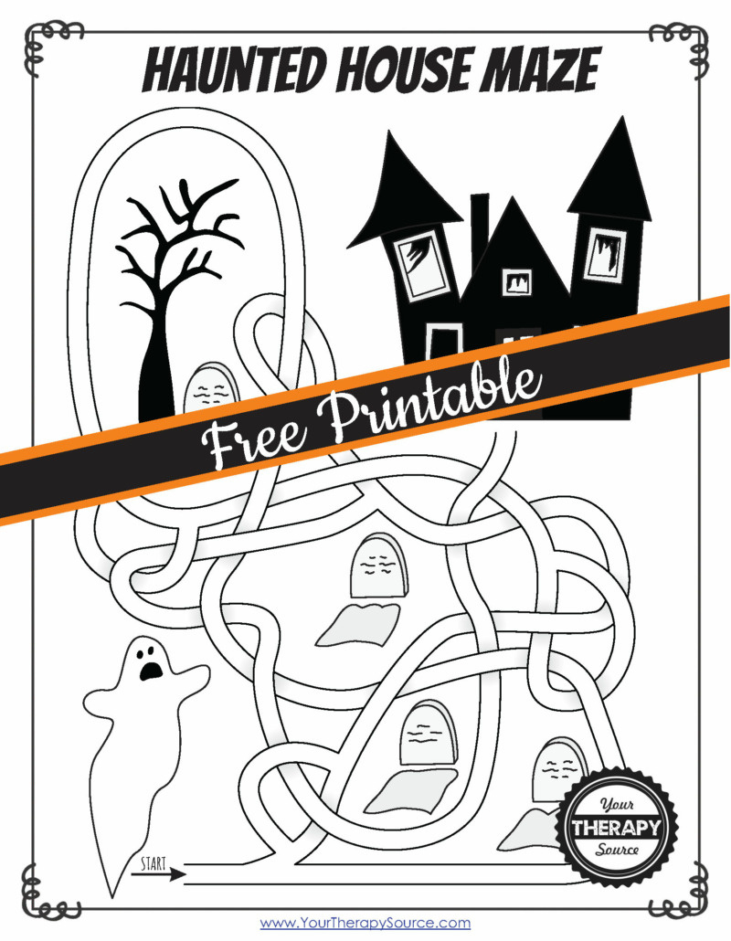 Halloween Maze Worksheet: Navigate The Spooky Fun! - Your Therapy regarding Printable Halloween Haunted House Maze