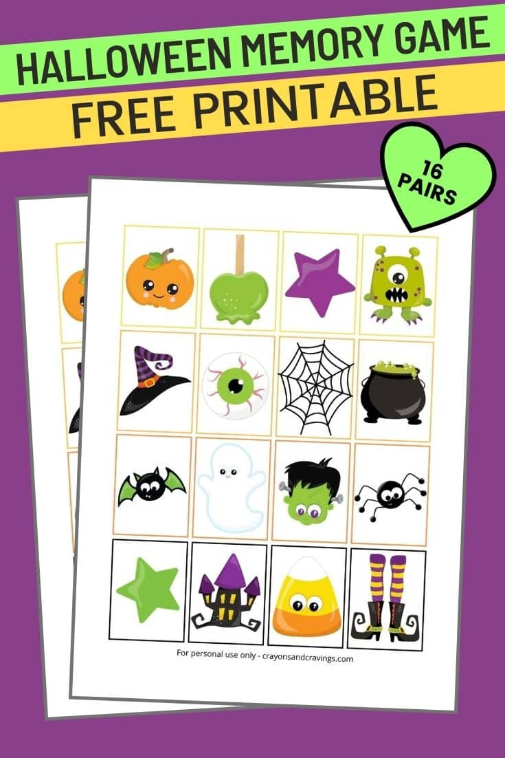 Halloween Memory Game Printable (Free Printable For Kids!) with regard to Halloween Matching Game Printable