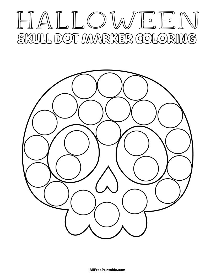 Halloween Skull Dot Marker Coloring Page – Free Printable pertaining to Printable Halloween Skull Dot Marker Coloring Page