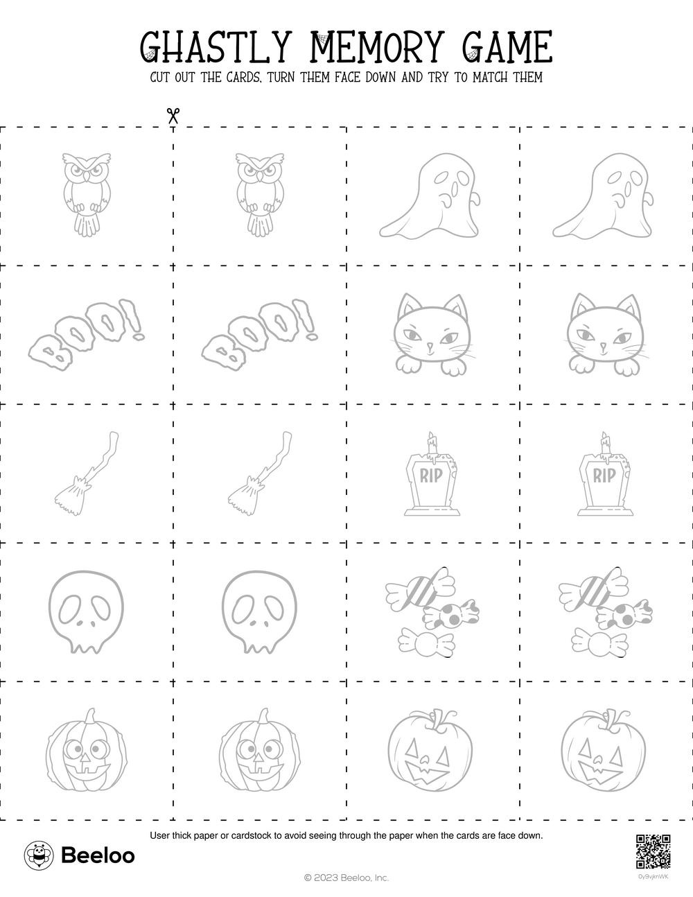 Halloween-Themed Memory Games • Beeloo Printable Crafts And in Halloween Matching Game Printable