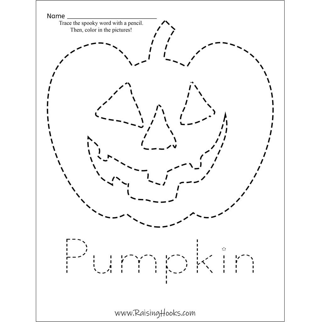Halloween Tracing Worksheets - Raising Hooks for Halloween Pumpkin Tracing Worksheet Printable