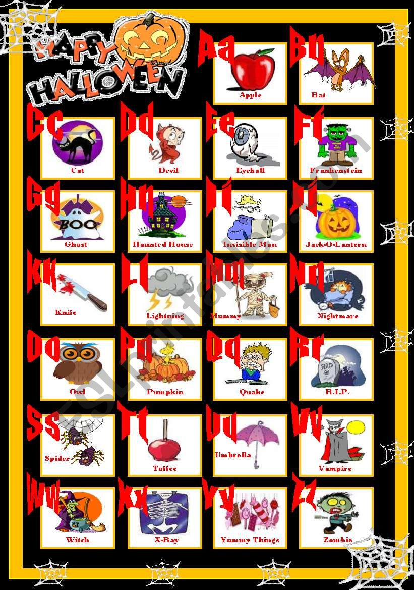 Happy Halloween Abc - Esl Worksheetsolnechnaya - Worksheets with regard to Halloween Words Abc Order Printable