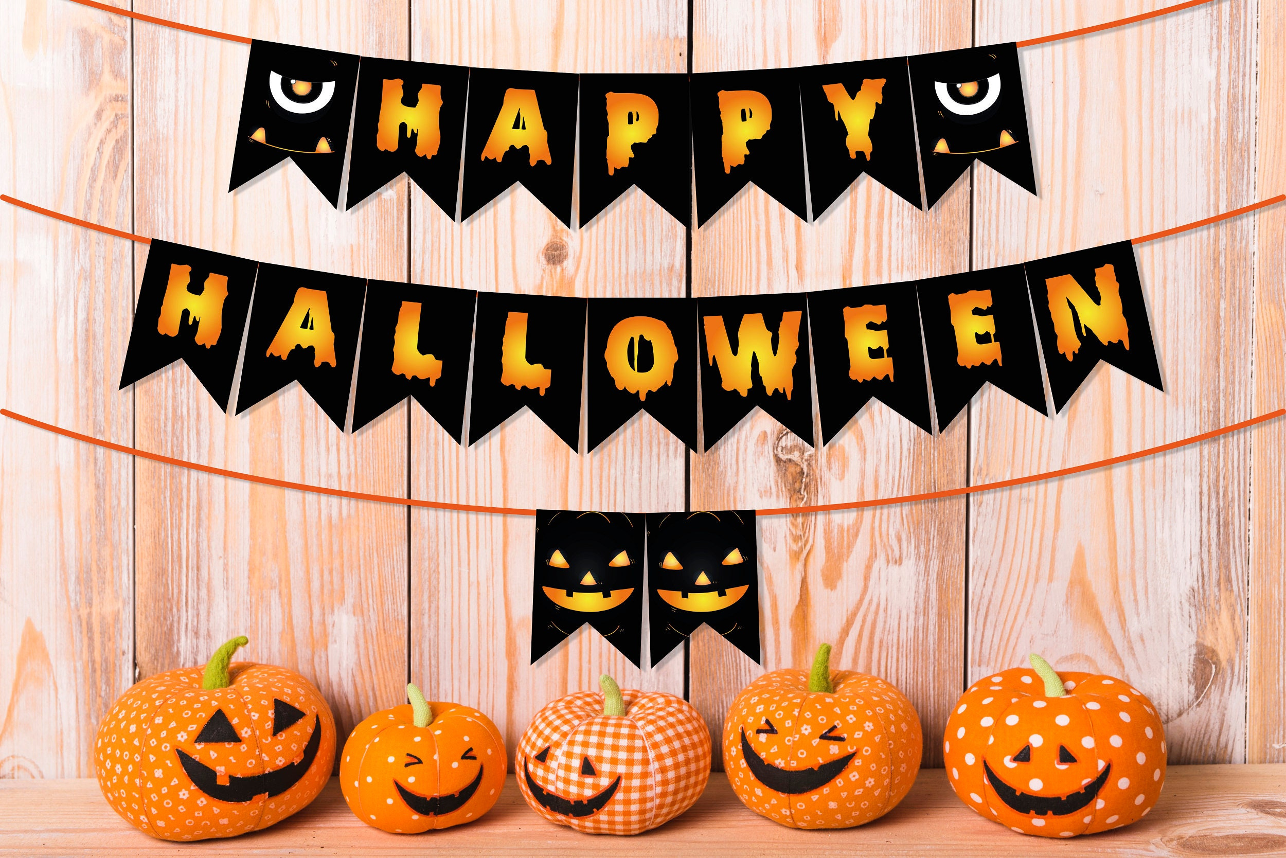 Happy Halloween Banner Halloween Decor Garland Halloween Party - Printable Banner - Halloween Pennant Printable - Diy - Instant Download in Printable Happy Halloween Banner