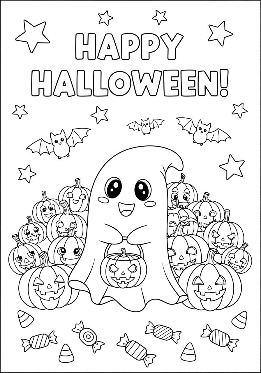 Happy Halloween Coloring Page For Preschoolers with regard to Happy Halloween Coloring Page Printable