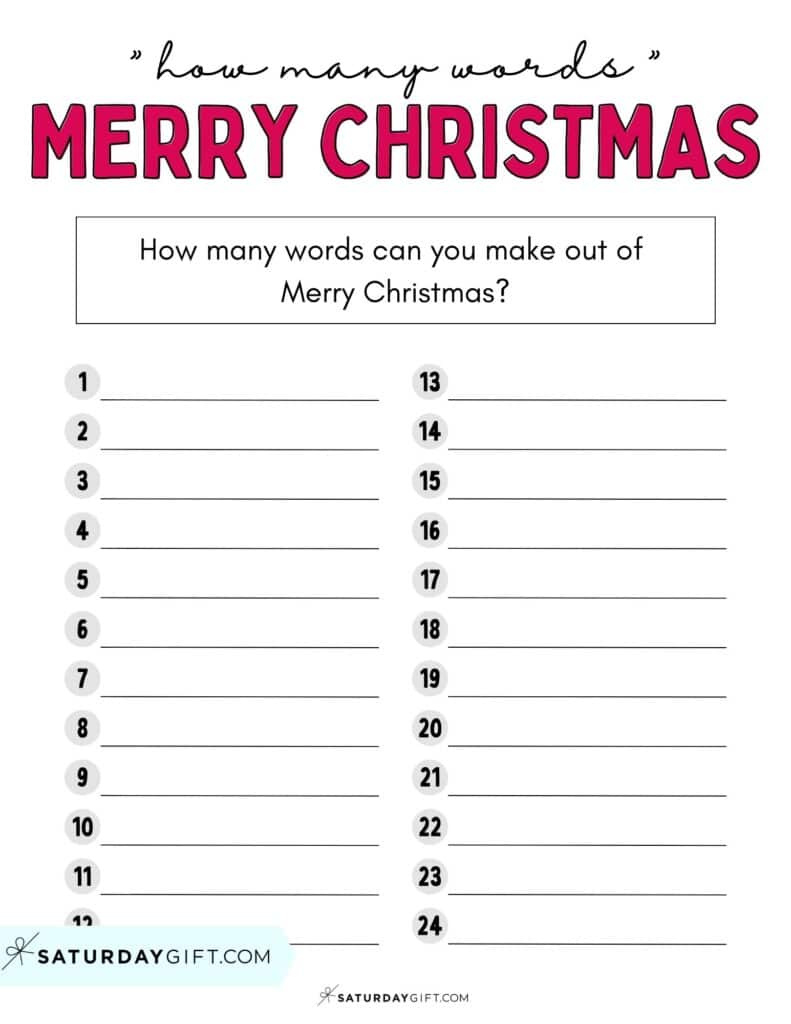 How Many Words Can You Make From Christmas - Worksheet pertaining to How Many Words Can You Make from Merry Christmas Printable