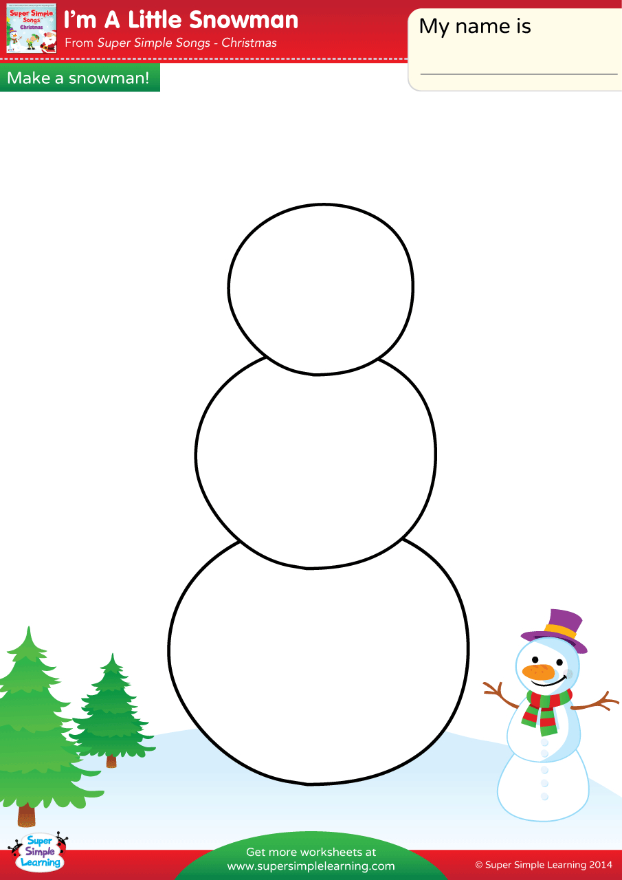 I'M A Little Snowman Worksheet - Make A Snowman! - Super Simple regarding Printable Christmas Snowmen Tracing Worksheet