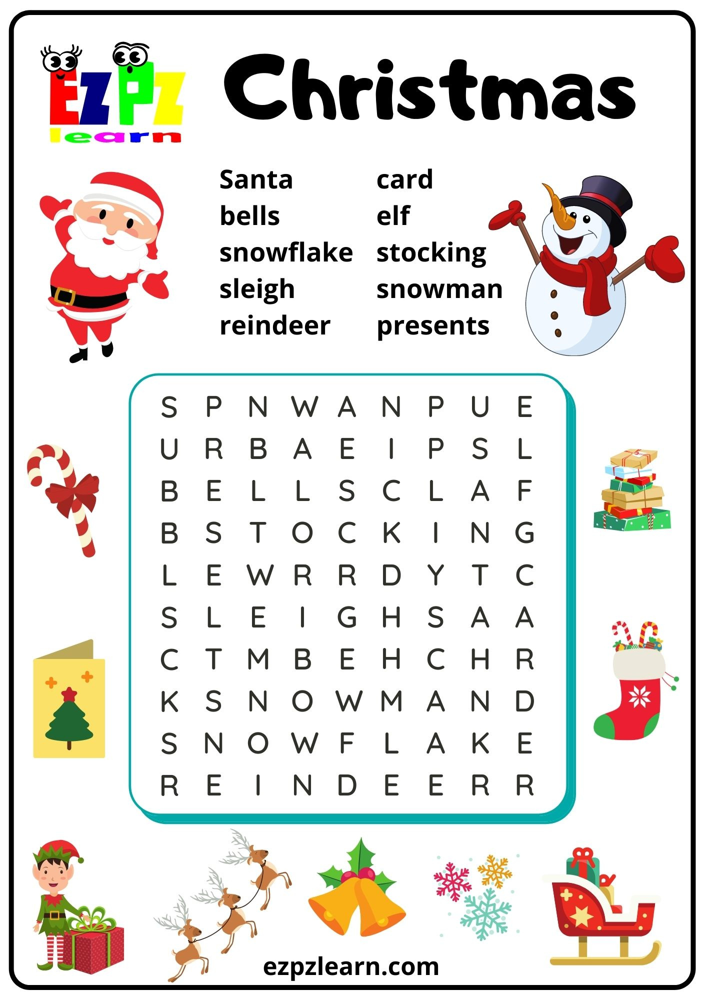 Kid'S Christmas Word Search For English Learners Free Pdf Download pertaining to Christmas Word Search For Kids Printable