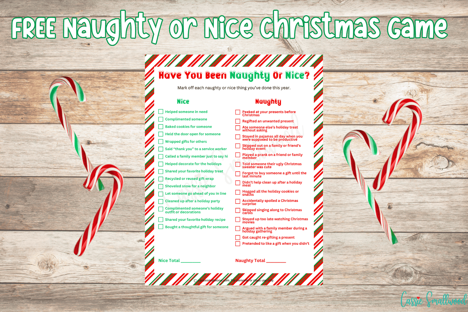 Naughty Or Nice Christmas Game (Free Printable) - Cassie Smallwood inside Printable This Or That Christmas Game