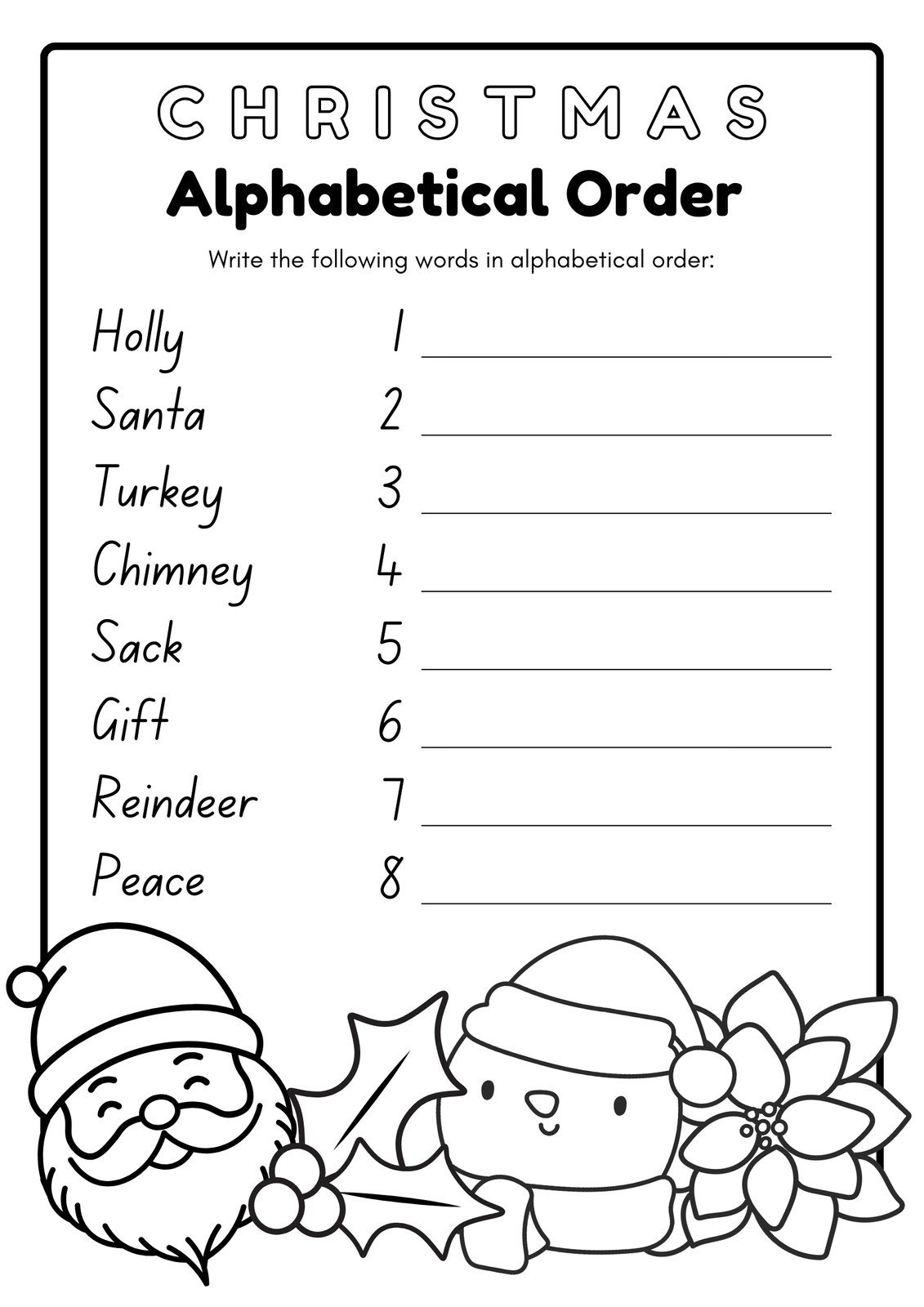 Page 11 - Free, Editable Christmas Worksheet Templates | Canva in Printable Christmas Words Alphabetical Order Worksheet