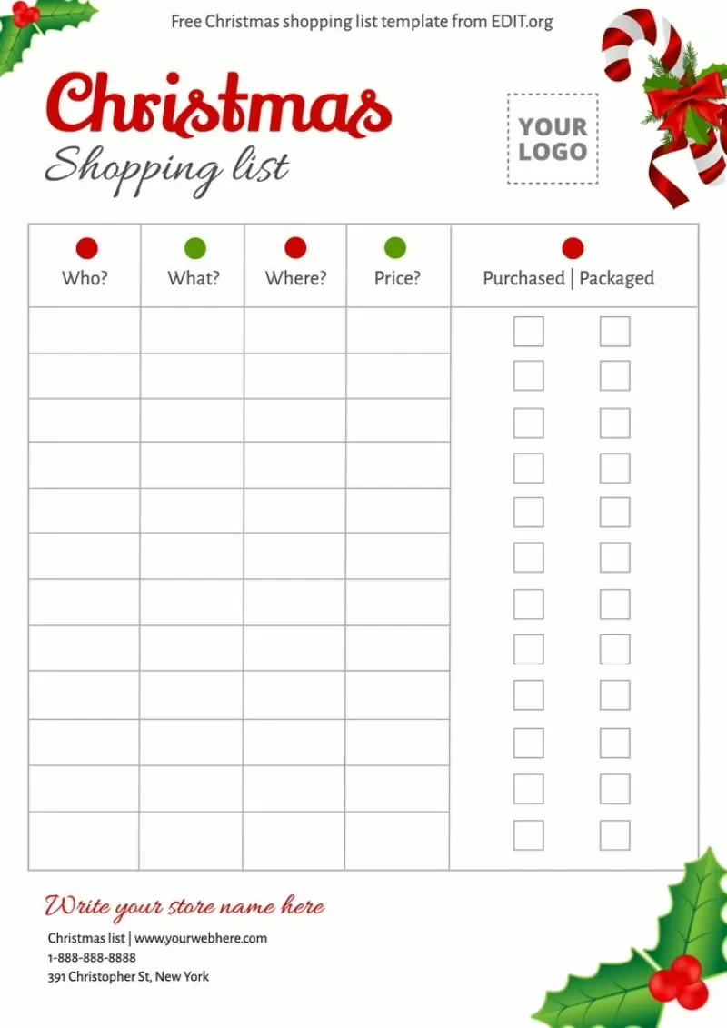 Printable Christmas List Templates For Your Business for Printable Christmas Gift List