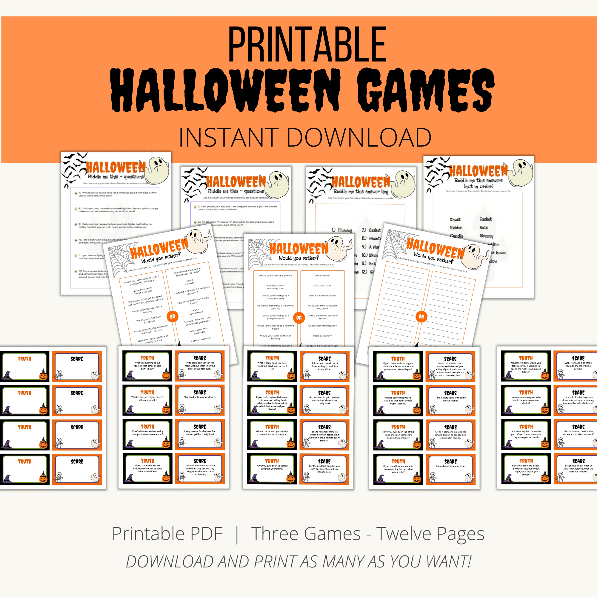 Printable Halloween Games Bundle {Pdf Download} - Add A Little inside This or That Halloween Game Printable