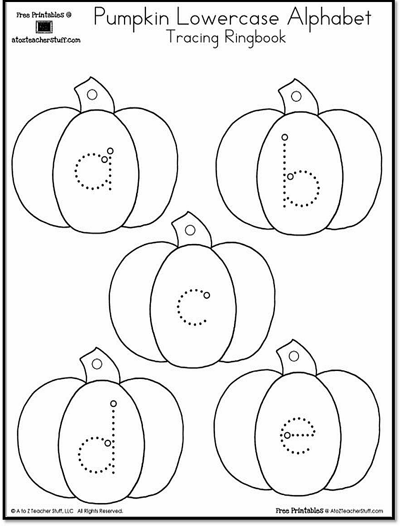 Pumpkin Lowercase And Uppercase Tracing Alphabet | A To Z Teacher with Pumpkin Tracing Worksheet Printable