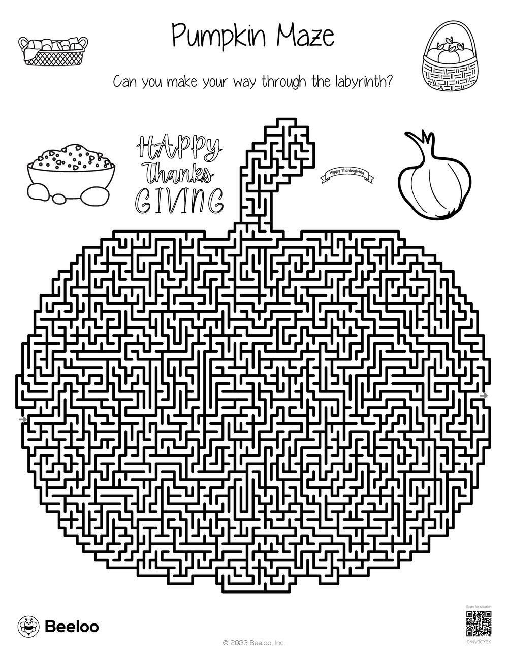 Pumpkin Maze • Beeloo Printable Crafts And Activities For Kids with Pumpkin Maze Printable