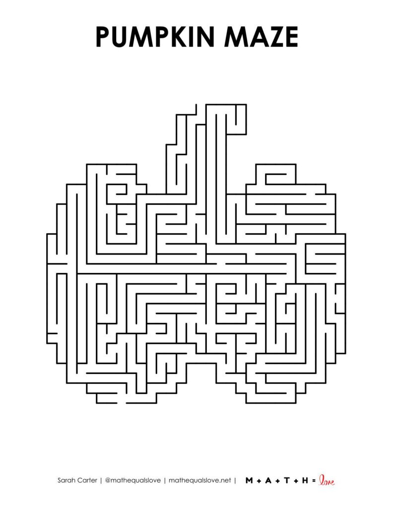 Pumpkin Maze Printable For Fall Or Halloween | Math = Love throughout Pumpkin Maze Printable