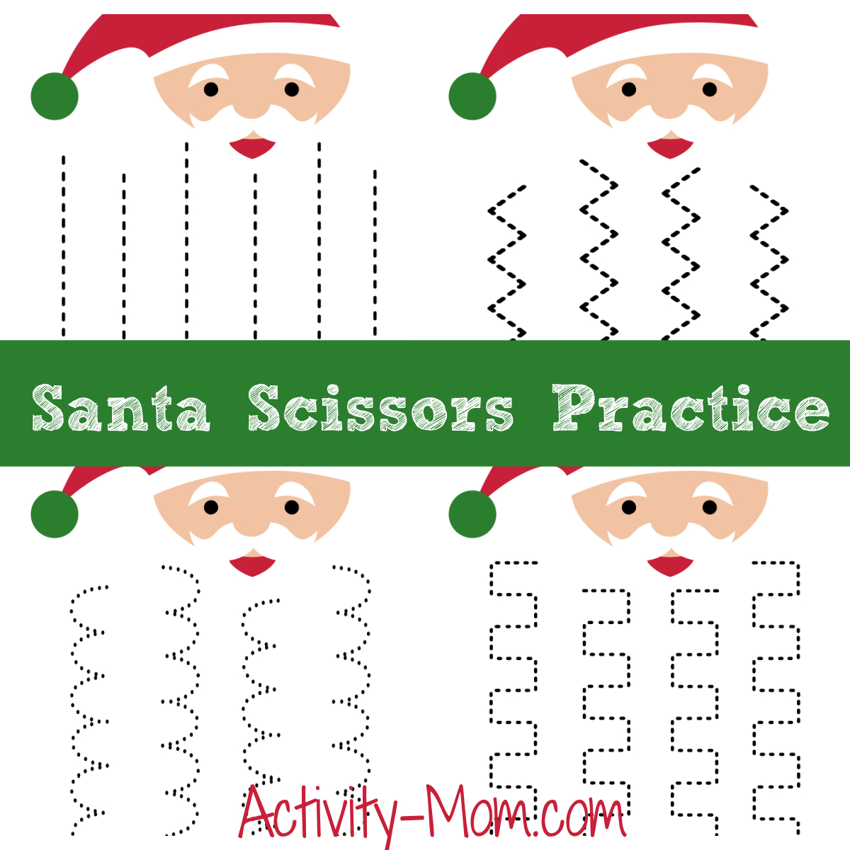 Santa Beard Cutting Practice (Free Printable) - The Activity Mom throughout Printable Christmas Cutting Skills Practice Straight