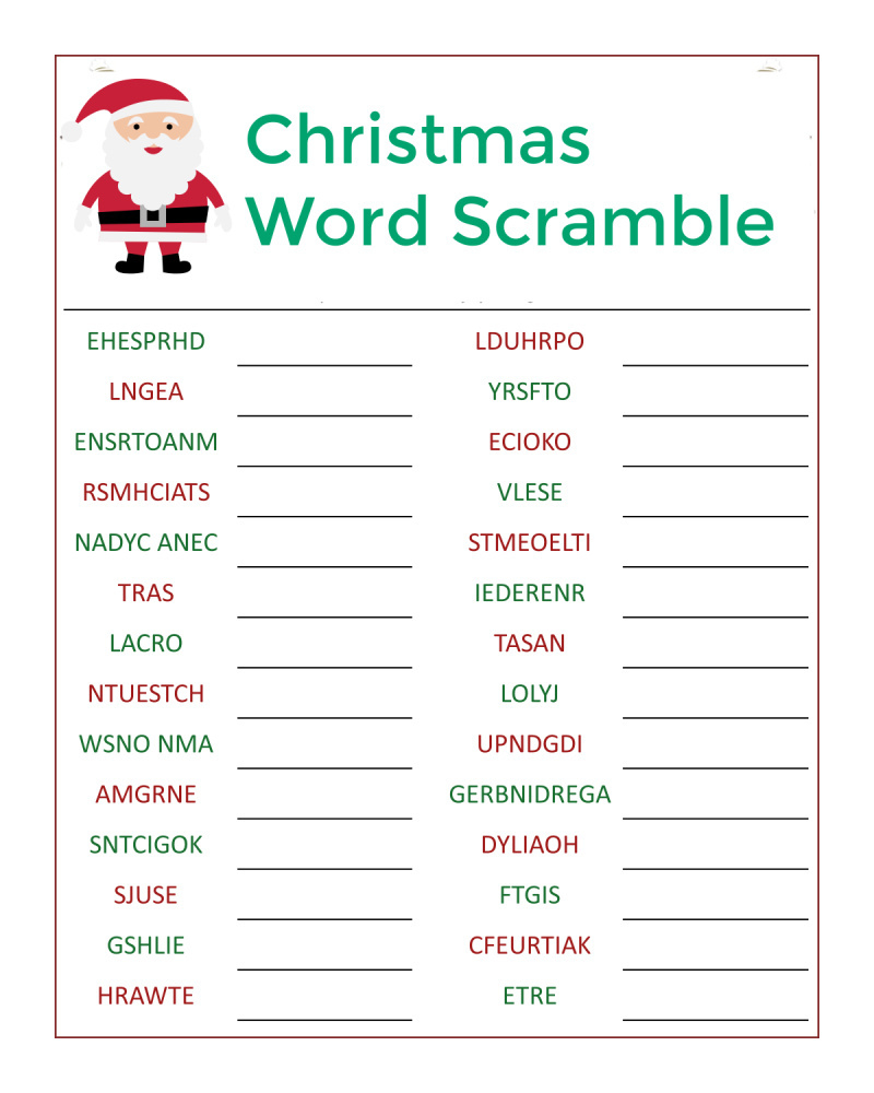 Santa'S Christmas Word Scramble Activity Page - Mama Likes This in Printable Christmas Word Scramble