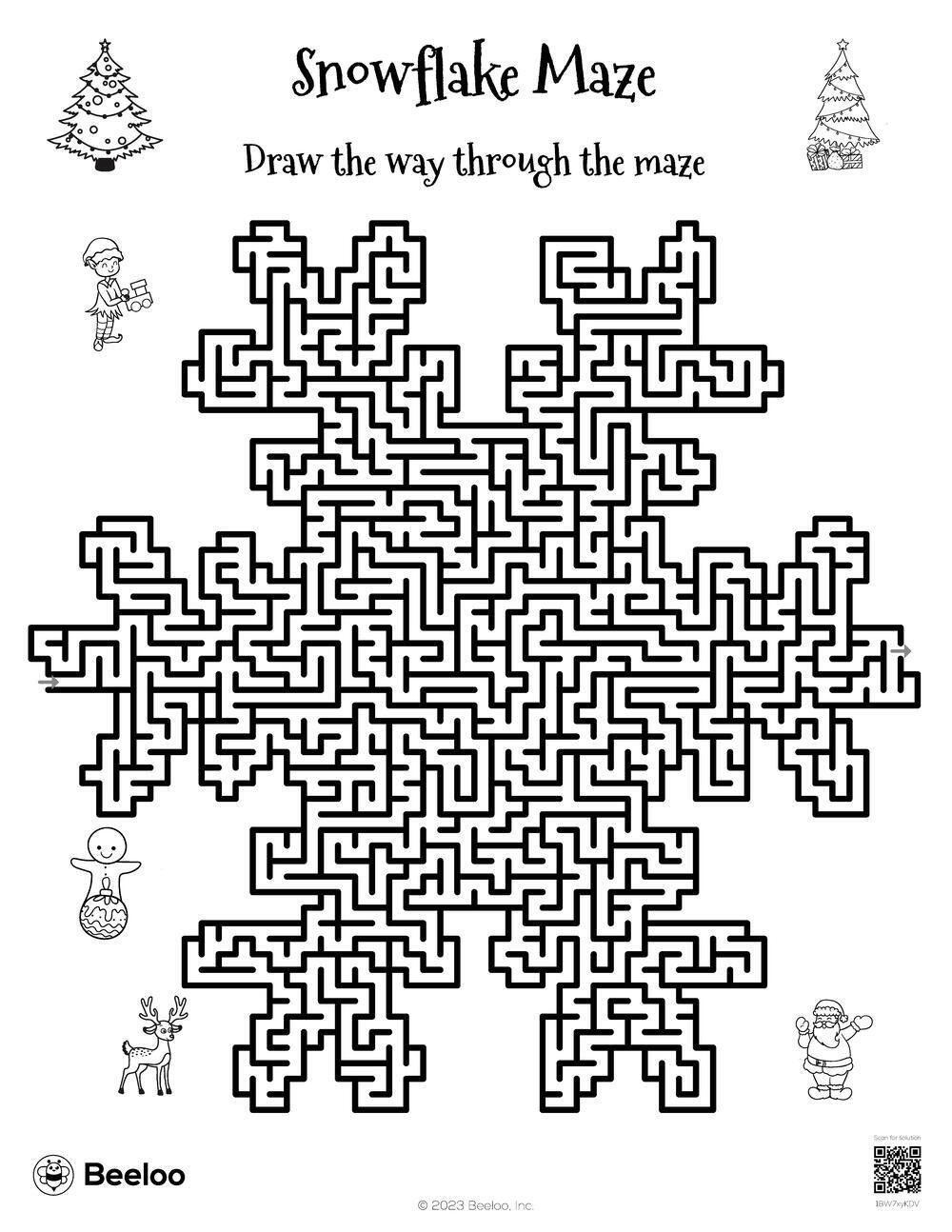 Snowflake Maze • Beeloo Printable Crafts And Activities For Kids intended for Printable Christmas Maze