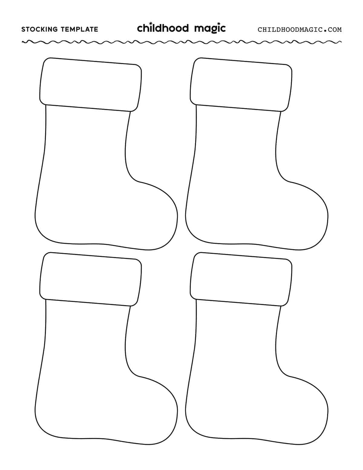 Stocking Template - Free Printable - Childhood Magic for Christmas Stocking Outline Template Printable