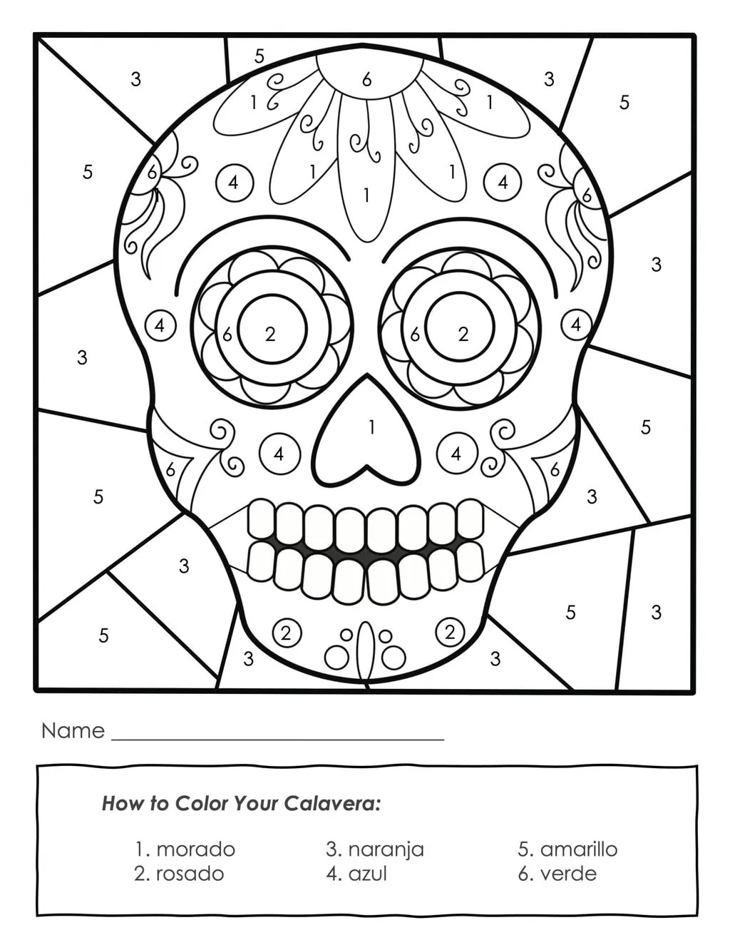 Sugar Skull Coloring Pages And Masks For Día De Muertos with regard to Printable Halloween Skull Dot Marker Coloring Page
