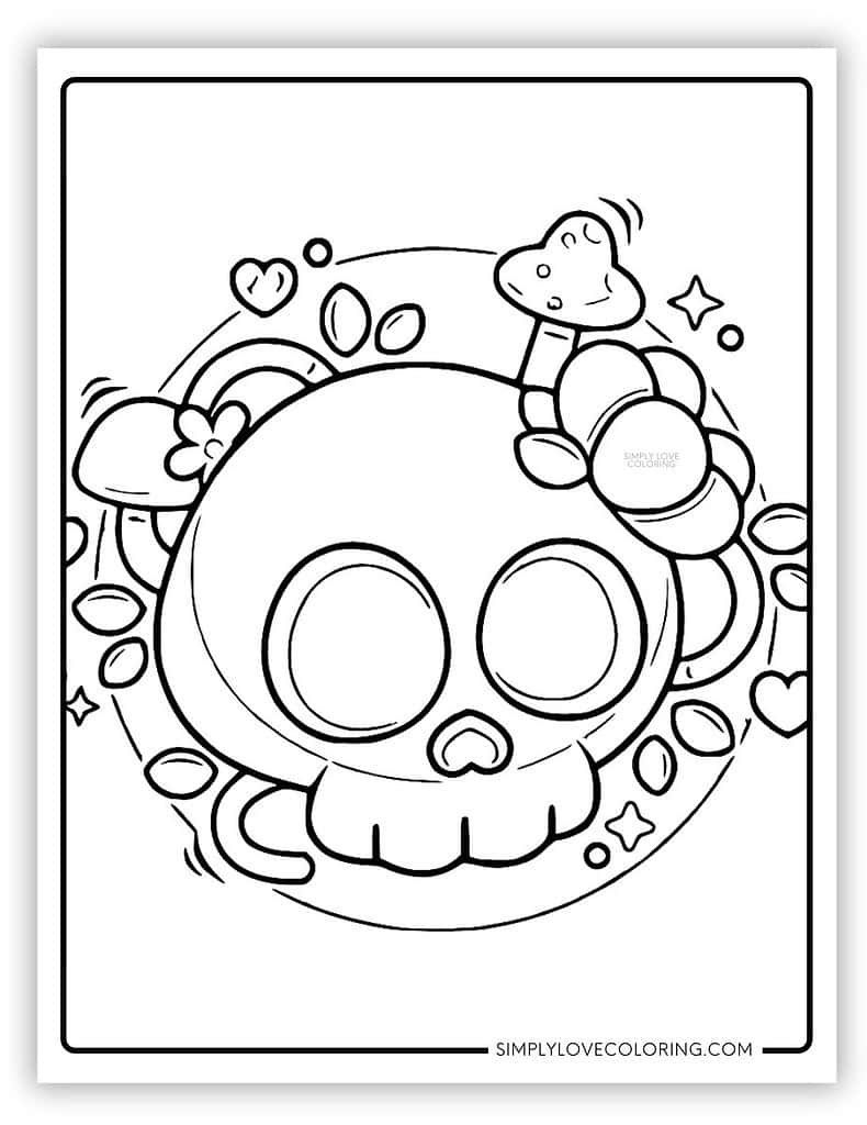Sugar Skull Coloring Pages (Free Pdf Printables) - Simply Love for Printable Halloween Skull Dot Marker Coloring Page