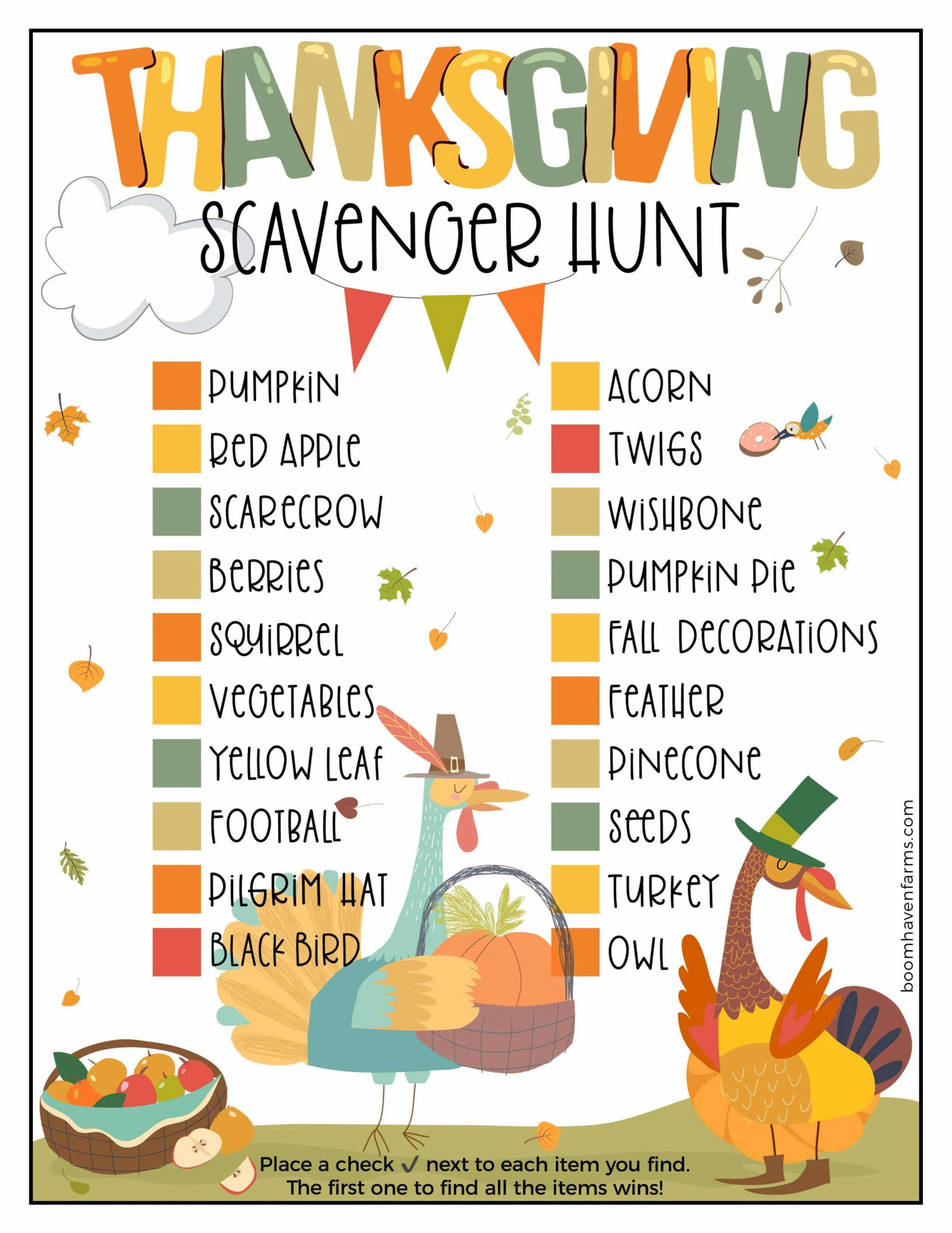 Thanksgiving Scavenger Hunt (Printable) throughout Thanksgiving Scavenger Hunt Printable