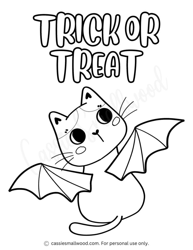 The Cutest Trick Or Treat Coloring Pages - Cassie Smallwood in Halloween Cat Coloring Page Printable