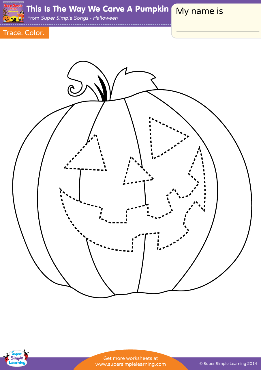 This Is The Way We Carve A Pumpkin Worksheet - Trace - Super Simple in Printable Pumpkin Tracing Worksheet