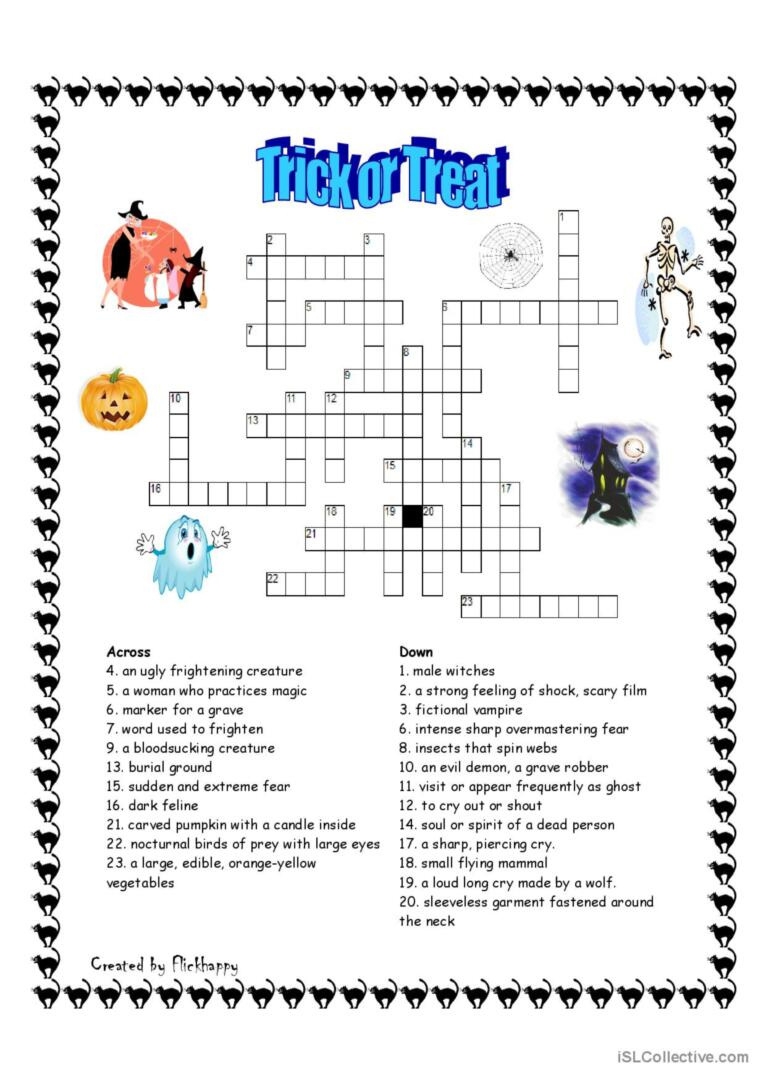 Trick Or Treat!: English Esl Worksheets Pdf &amp;amp; Doc within Trick Or Treat Halloween Crossword Printable