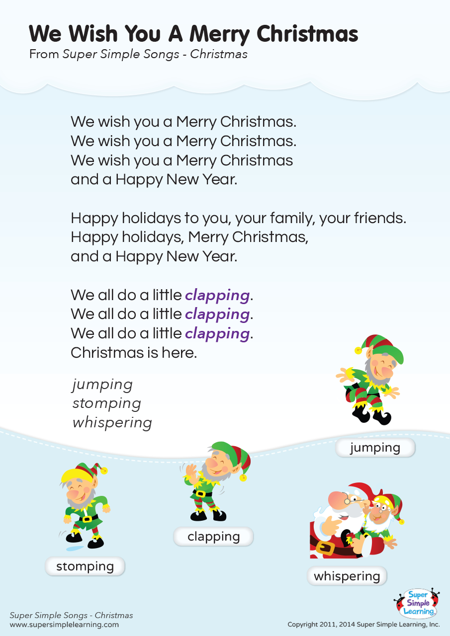 We Wish You A Merry Christmas Lyrics Poster - Super Simple pertaining to Printable We Wish You A Merry Christmas Lyrics