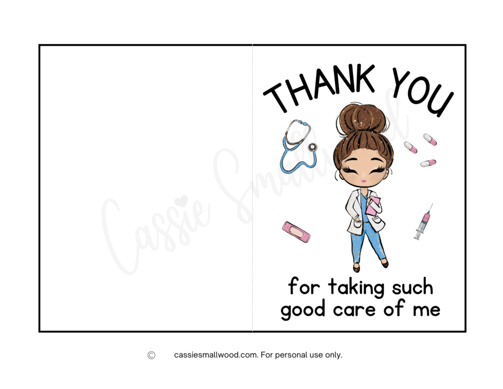 10 Cute Nurse Thank You Cards (Free Printable) - Cassie Smallwood in Nurse Thank You Cards Printable