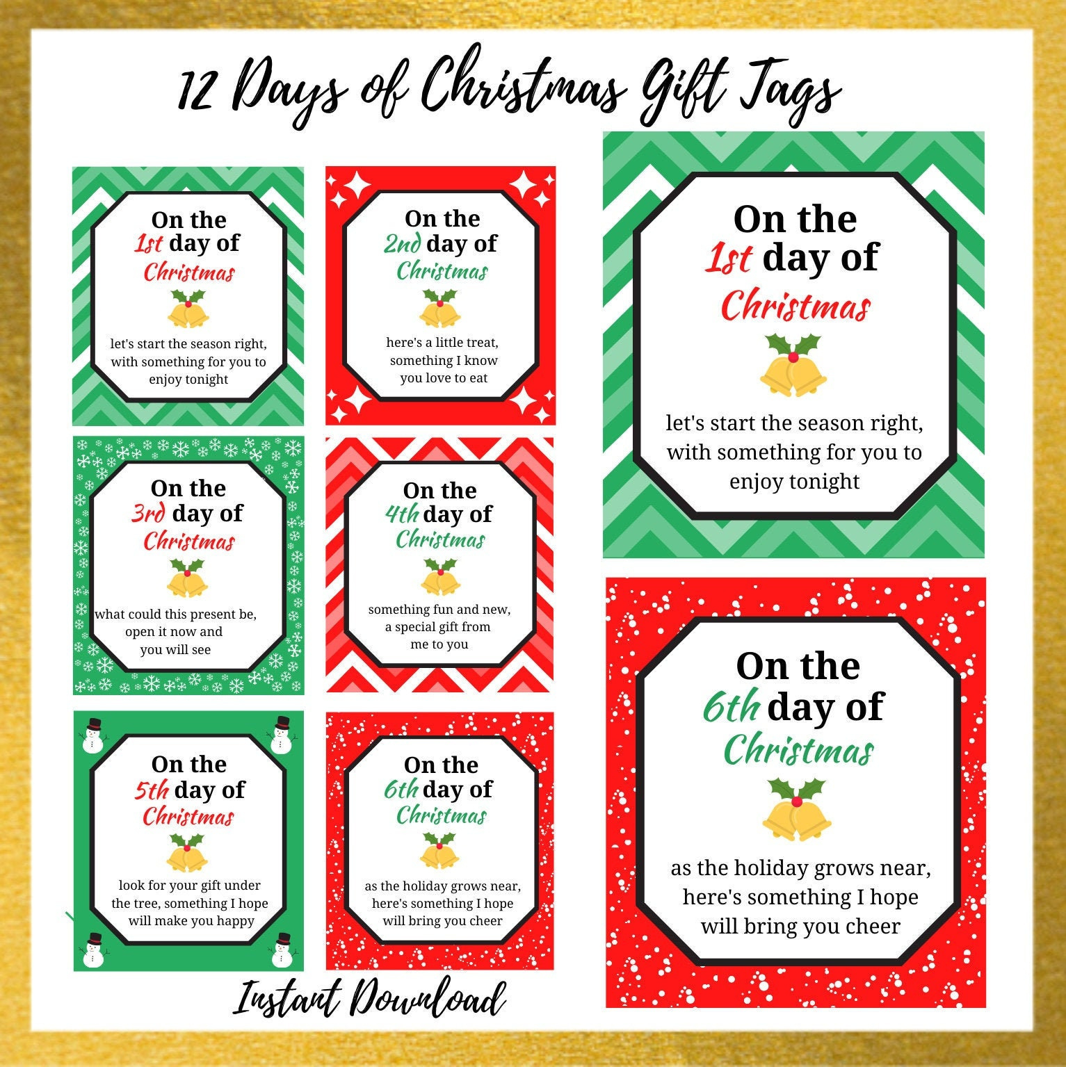 12 Days Of Christmas Gift Tags | 12 Days Of Christmas Printable in 12 Days of Christmas Printable Tags