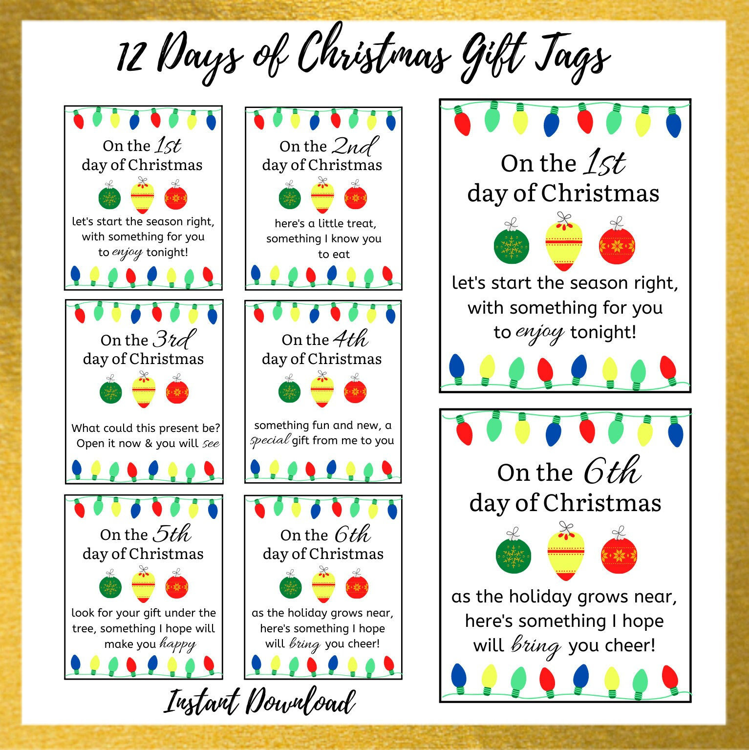 12 Days Of Christmas Gift Tags | 12 Days Of Christmas Printable with regard to 12 Days Of Christmas Printable Tags