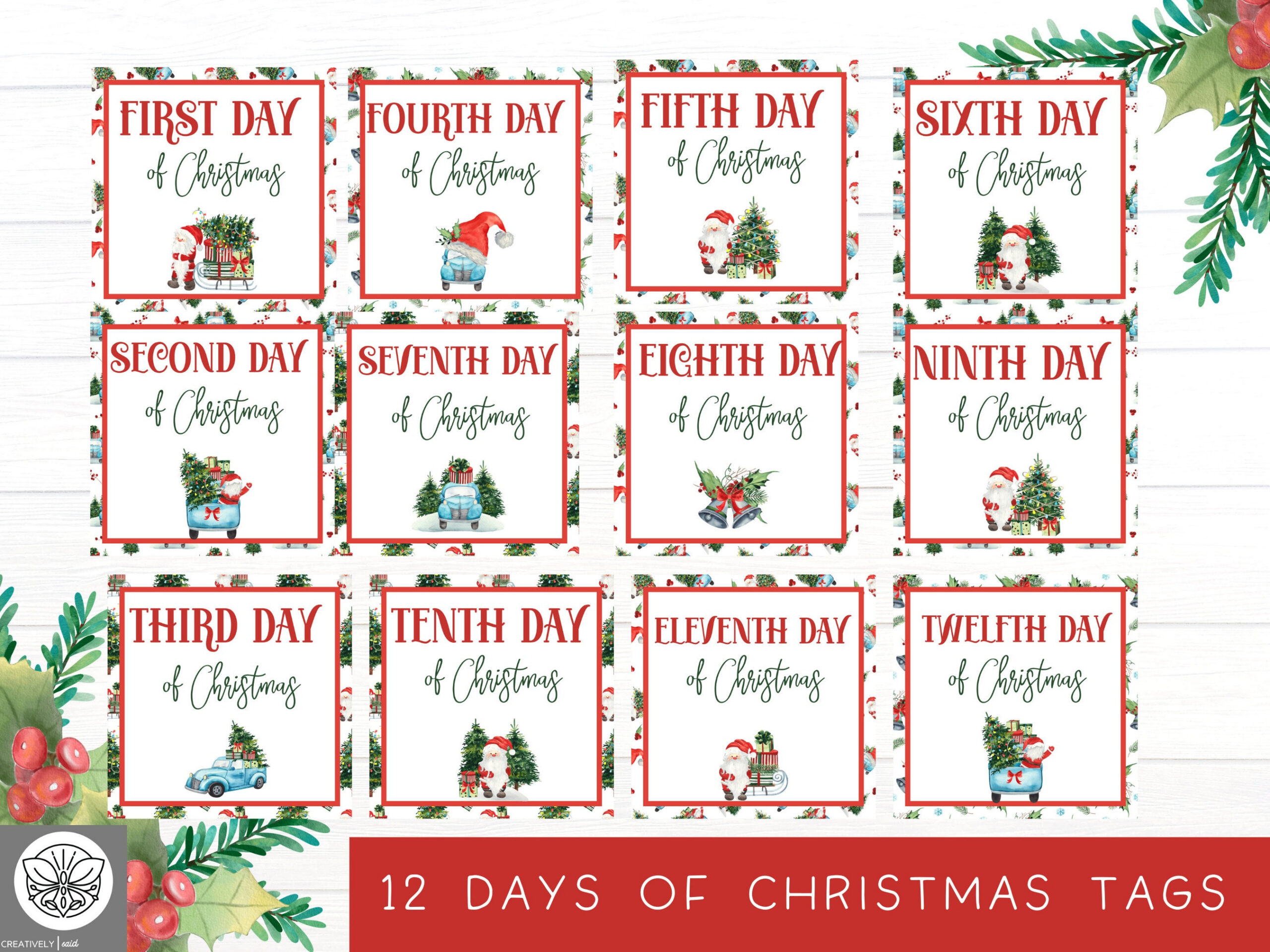 12 Days Of Christmas Tags | Twelve Days Of Christmas | Printable pertaining to Printable 12 Days of Christmas Tags