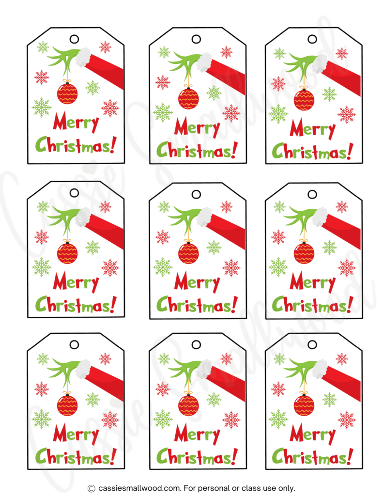 400+ Cutest Printable Christmas Tags (Free Pdf) - Cassie Smallwood throughout Printable Christmas Name Tags