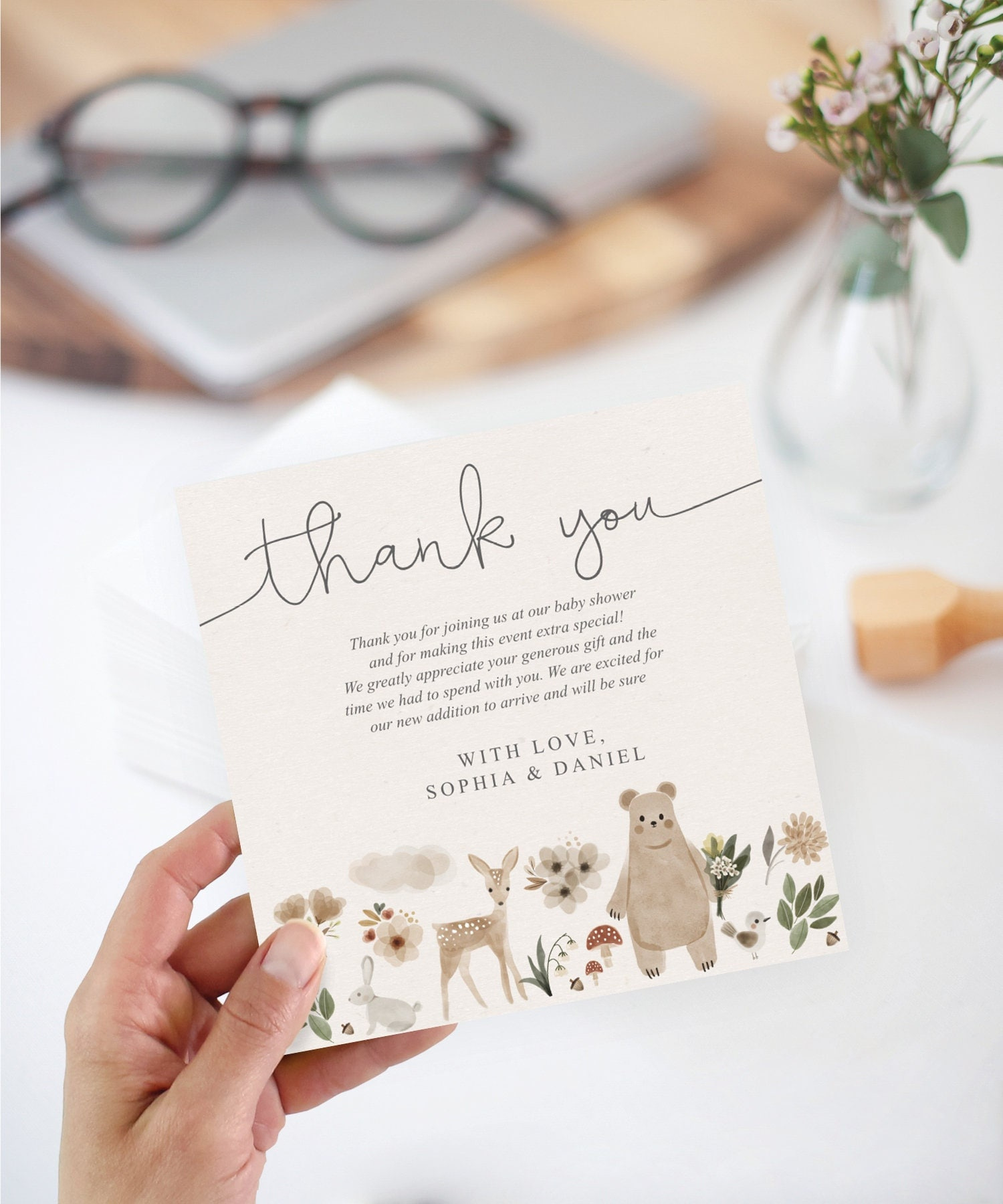 Baby Shower Thank You Card Template, Printable Baby Shower Square with regard to Baby Shower Thank You Cards Printable