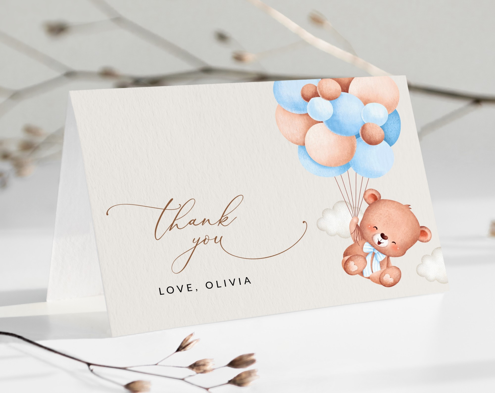 Baby Shower Thank You Cards - Strawberry And Hearts with regard to Baby Boy Shower Thank You Cards Printable