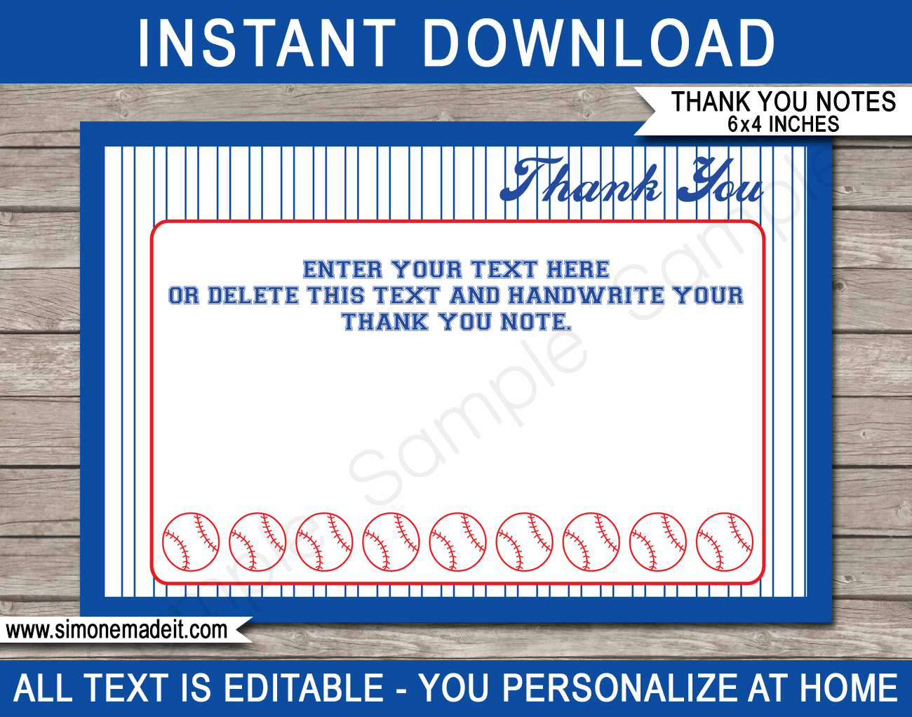 Baseball Party Thank You Cards Template within Baseball Thank You Cards Printable Free