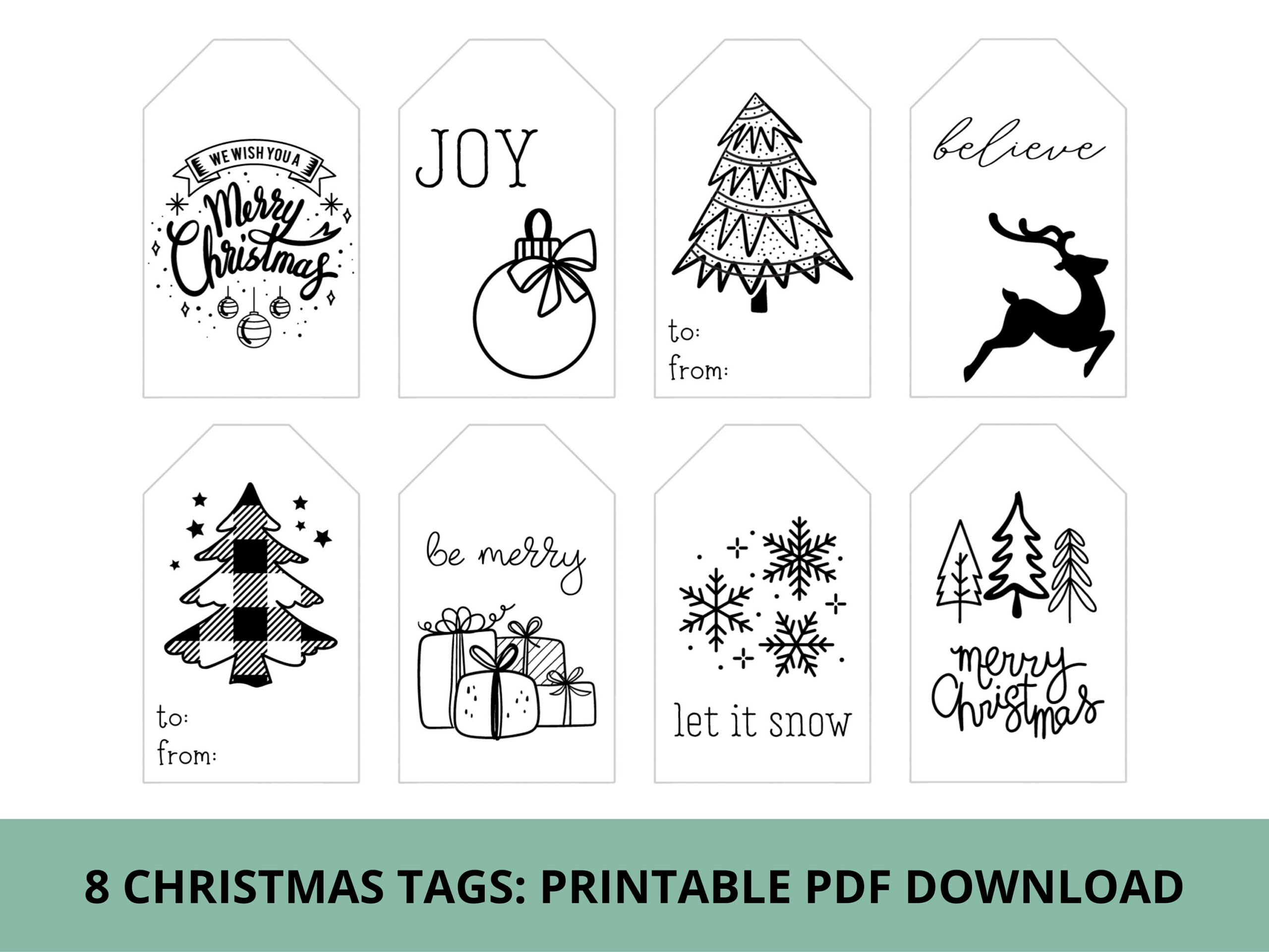 Black And White Christmas Gift Tags &amp;amp; Treat Tags | Printable Pdf with Christmas Tags Printable Black And White