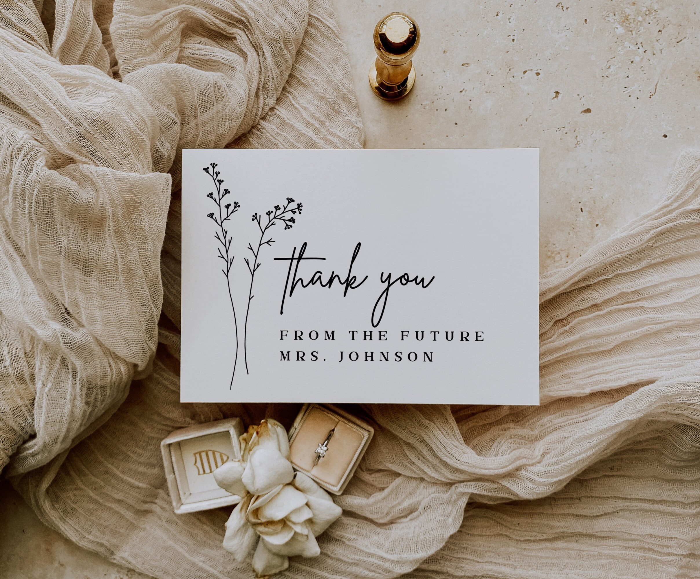 Bridal Shower Thank You Card Template Printable Modern Minimalist with regard to Thank You Cards Bridal Shower Printable