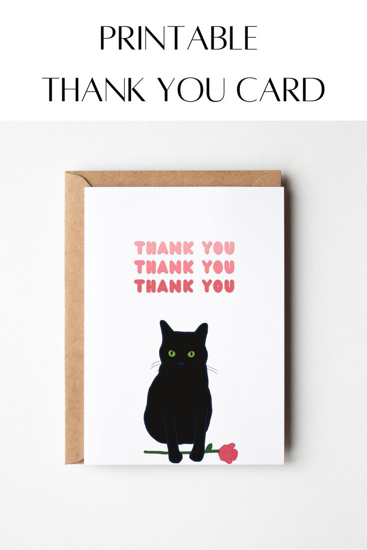 Cat Thank You Card | Funny Thank You Card | Instant Download pertaining to Funny Thank You Cards Printable