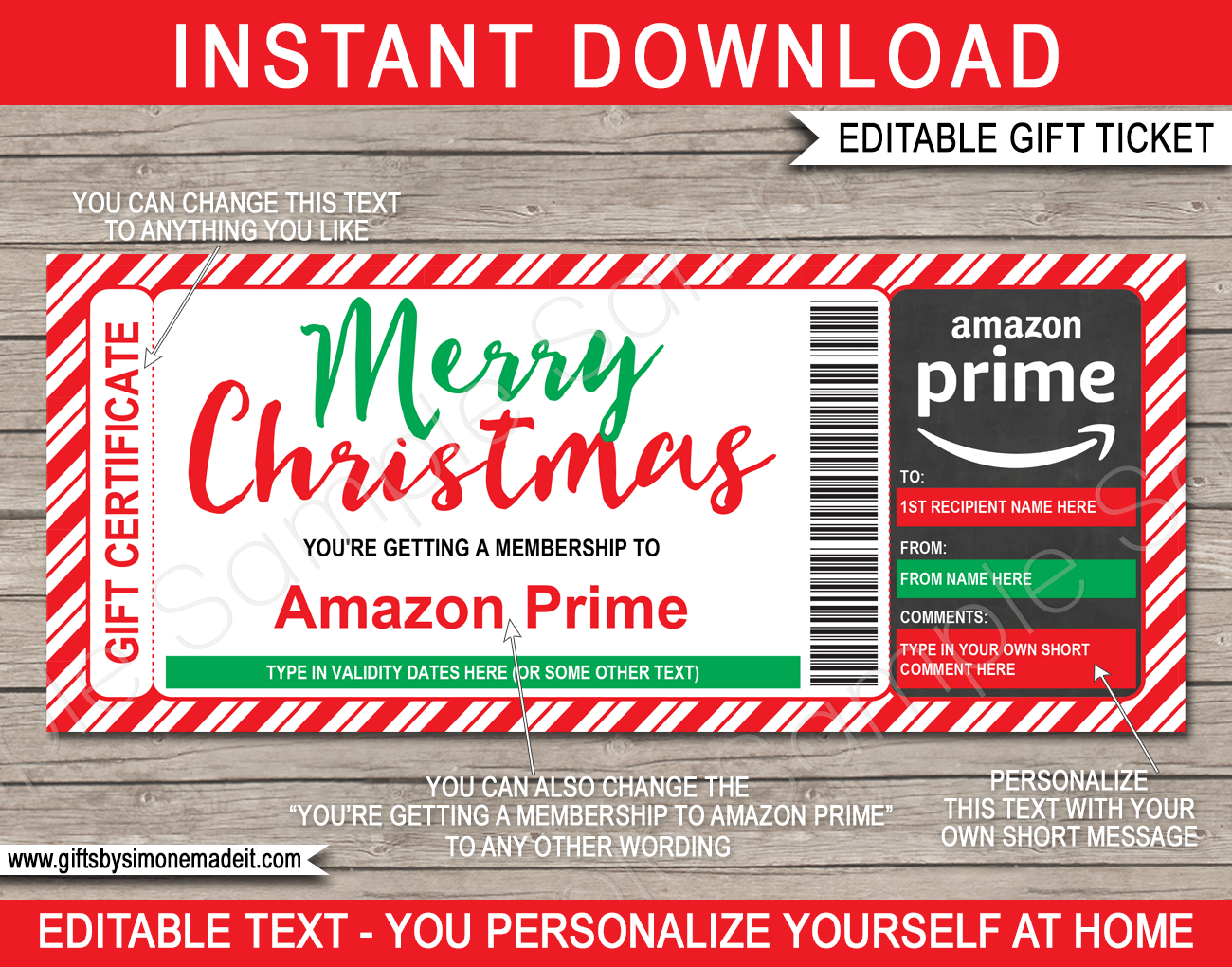 Christmas Amazon Prime Gift Certificate in Amazon Printable Gift Card Christmas Theme