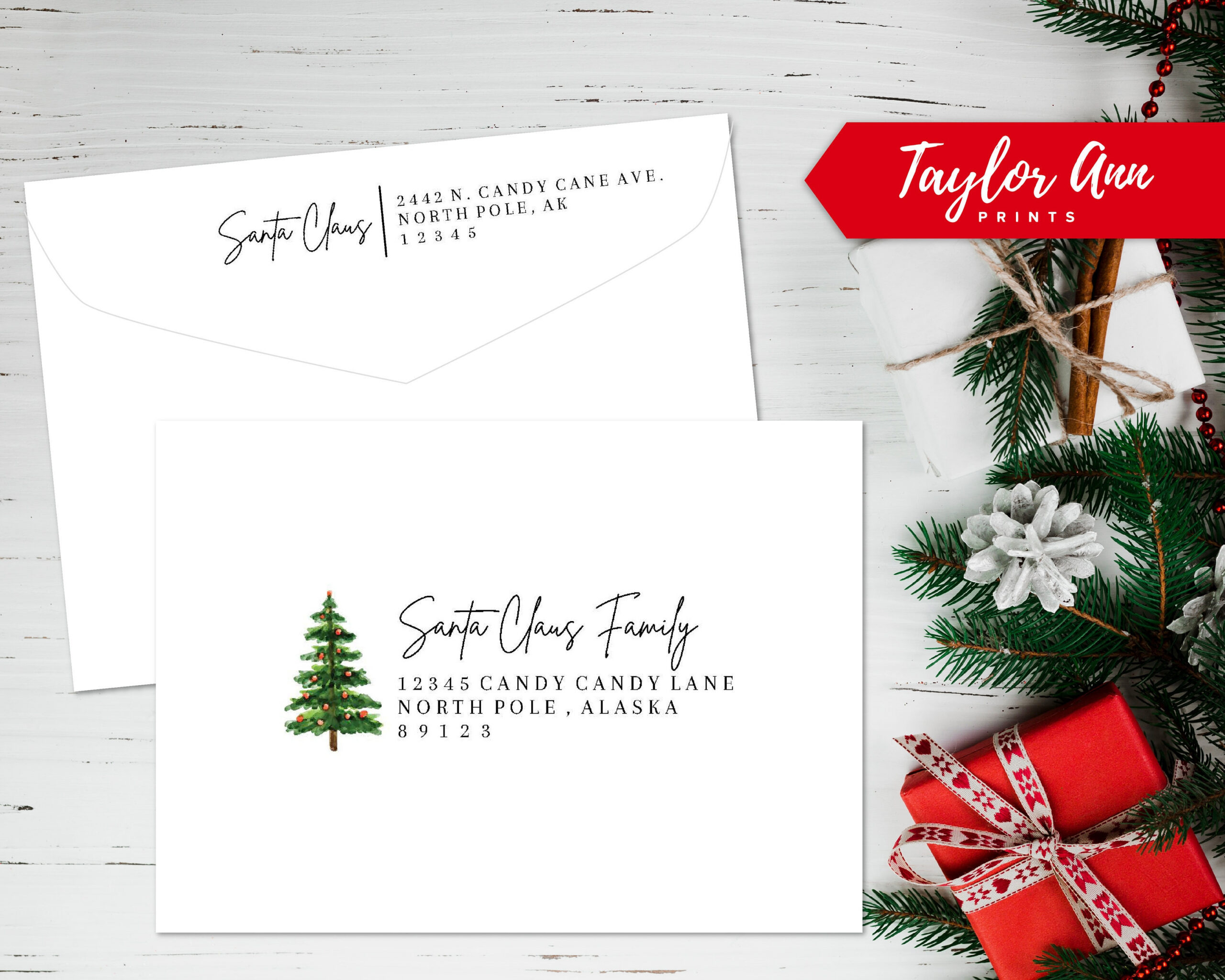 Christmas Envelope Address Template Editable Printable Classic with Printable Christmas Card Envelopes
