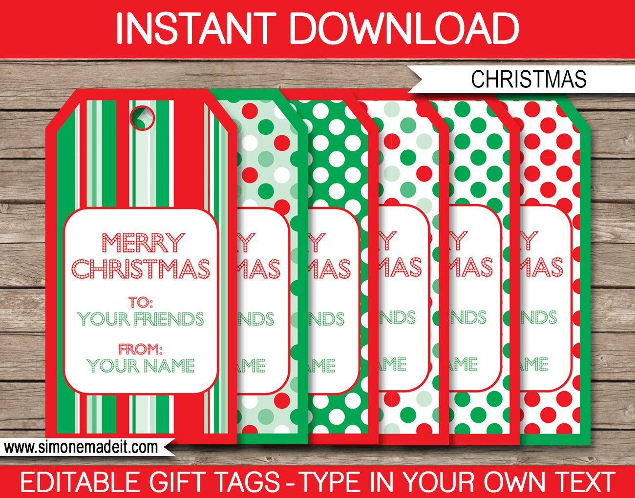 Christmas Gift Tags Template - Red &amp;amp; Green regarding Free Printable Christmas Tags Editable
