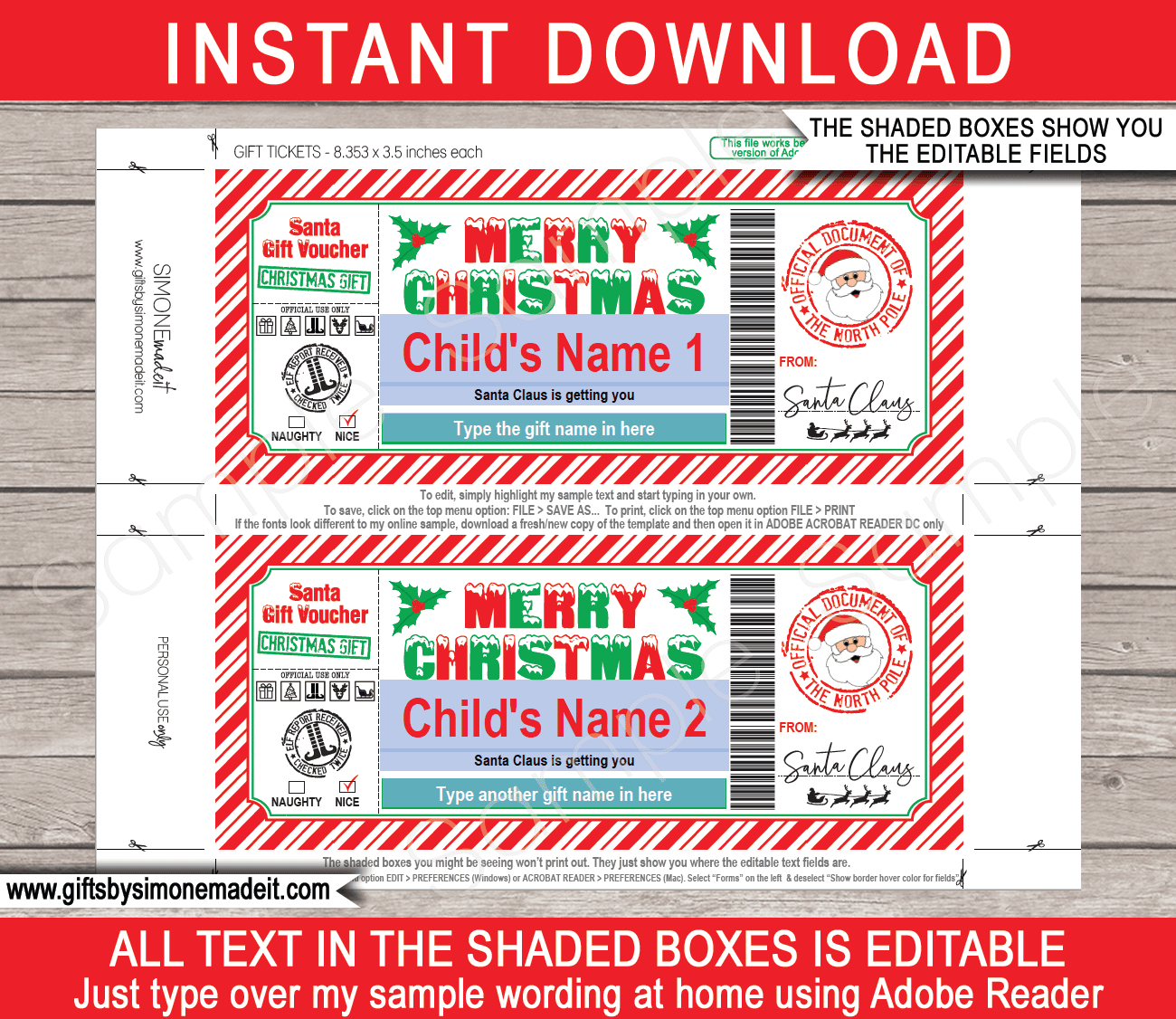 Christmas Gift Voucher From Santa Template - Red &amp;amp; Green in Christmas Gift Card Printable At Home