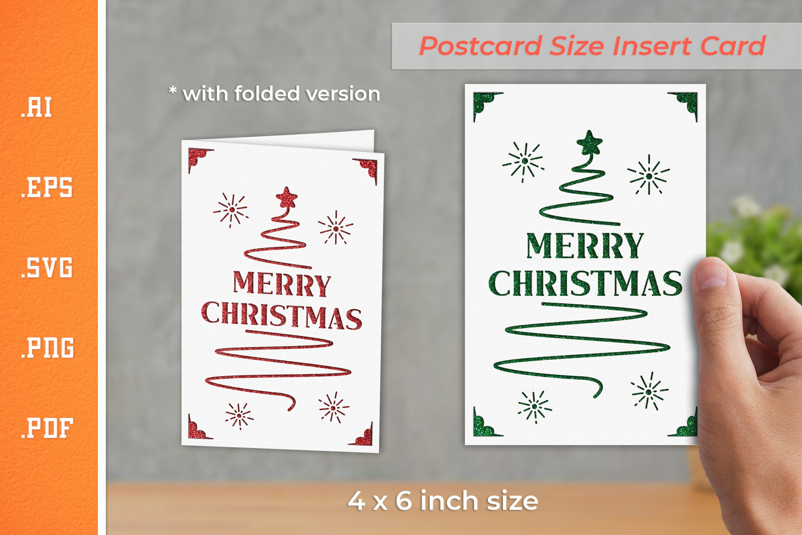Christmas Insert Card Paper Cut Svg 2 - Postcard Size for Christmas Card Stock 4x6 Printable
