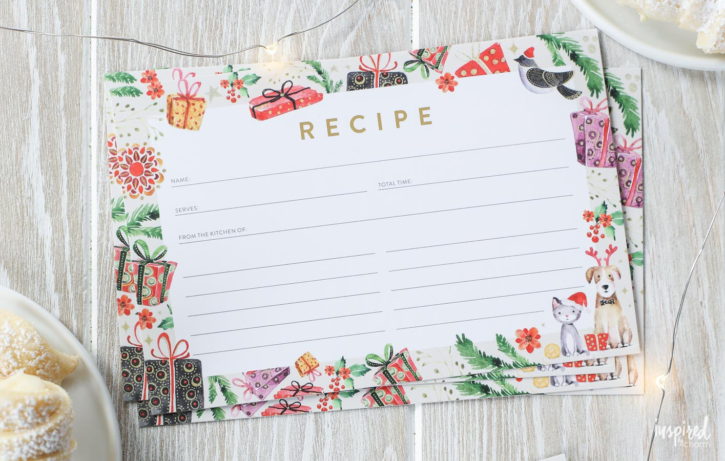 Christmas Recipe Card Printable - Holiday Recipe Card Download regarding Free Printable Christmas Recipe Tags