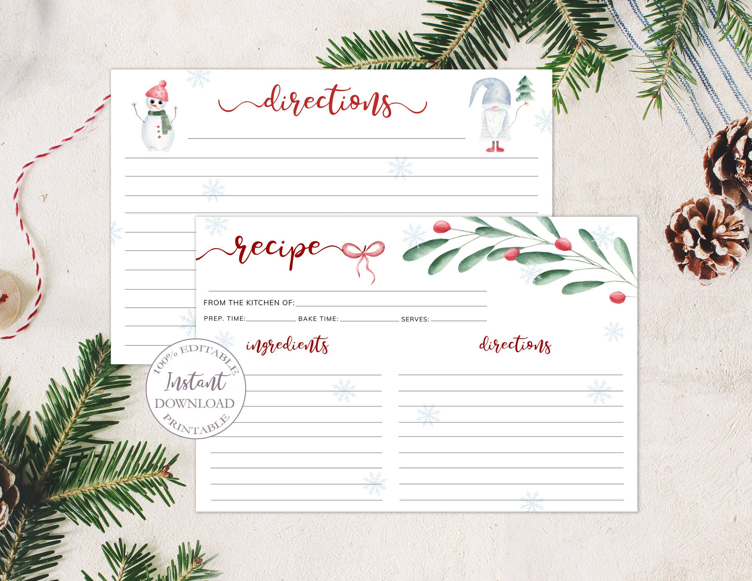 Christmas Recipe Card Template, 4X6 Recipe Cards, Editable Recipe regarding Printable Christmas Recipe Tags